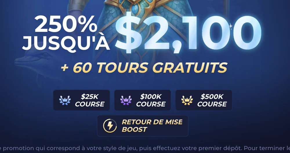 Visuel de l’offre Rainbet fournie : 250 % jusqu’à 2 100 $ et 60 tours gratuits